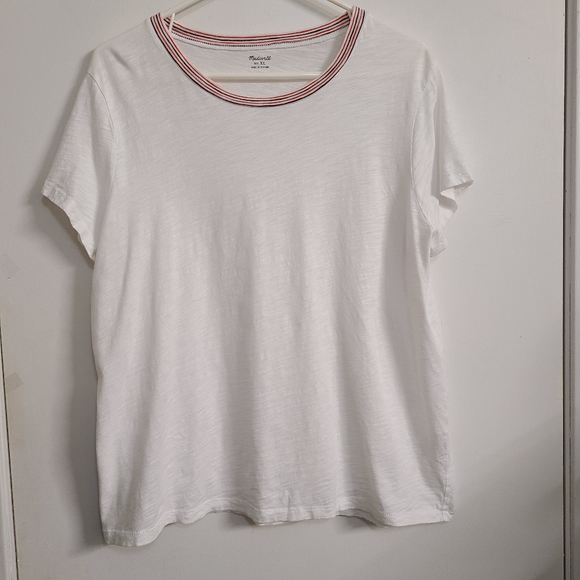 Madewell Tops - Madewell White Versatile Tee Red Blue